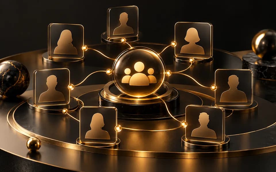 Connected customer profile cards in a relationship management workspace