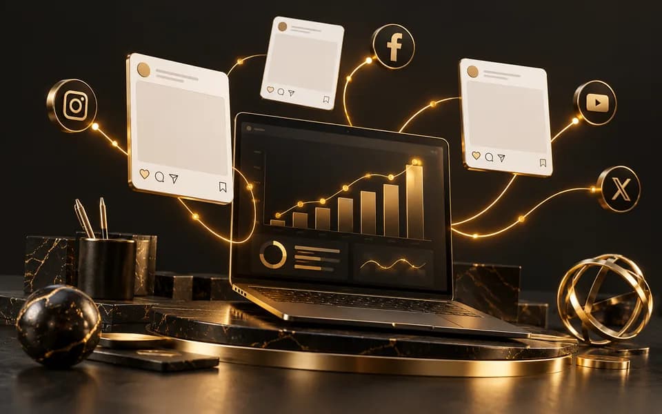 Social campaign cards and analytics connected by content distribution paths