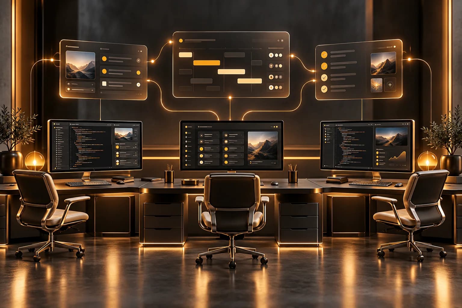 Illustration of a collaborative software team at work